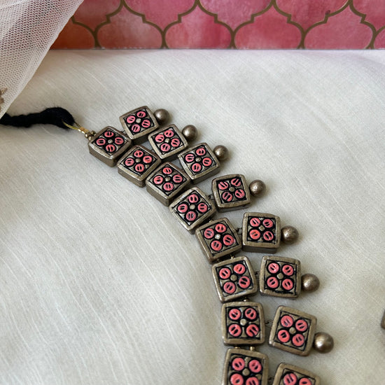 Handmade Terracotta Pink Necklace Set