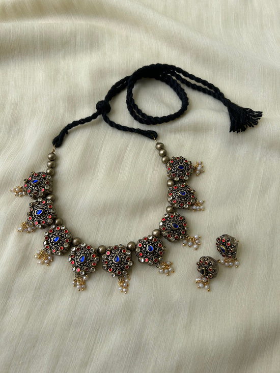 Lotus Elegance Terracotta Kundan Necklace Set