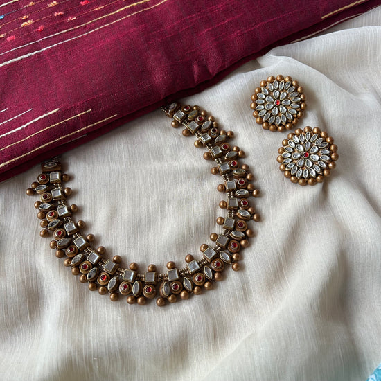 Terracotta Choker Set with Kundan Stone Embellishments