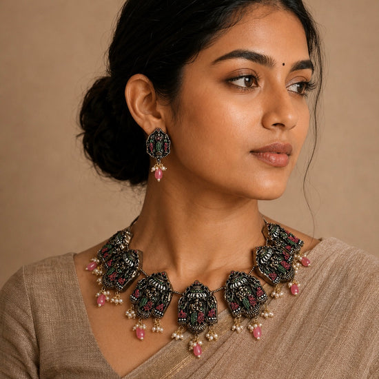 Radha Krishna terracotta choker set