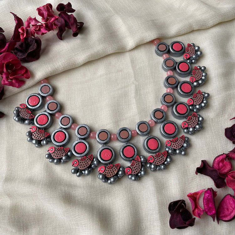 Pink terracotta jewellery