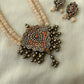 Terracotta Peacock Pendant Necklace with Double-Layer Glass Beads