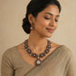 Black and red kundan terracotta necklace with pendant