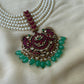 Pink and Green Pearl Layered Kemp Floral Terracotta Necklace set