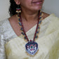 Peacock Terracotta Necklace Set in Pink & Green Kundhan Stones
