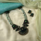 Natural Amazonite Stone Beaded Terracotta Blue Peacock Necklace