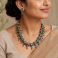 Green kundan terracotta necklace with pearl drops