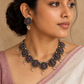 Terracotta Lakshmi Necklace Set with Pearl and Crystal Danglers