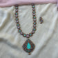 Pastel Pink and blue Terracotta Necklace Set with Kundan Stones
