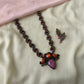 Terracotta Orange Peacock Pendant Necklace Set