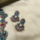 Multicolour Peacock Tribal Terracotta Necklace with Danglers
