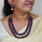 Layered peacock violet and pink terracotta necklace set with Jhumkas