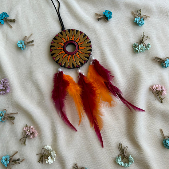 Handmade Terracotta Dreamcatcher | Double-Sided Terracotta Wall & Car Hanging Decor