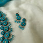 Layered Circular Blue Terracotta Necklace Set with Crystals