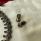 Antique Peacock Silver and Black Terracotta Necklace Set with Miniature Jhumkas