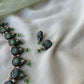 Handmade Terracotta Jewellery Necklace Set with Green Crystal Bead Drops & Pearl Detailing | Traditional Indian Design