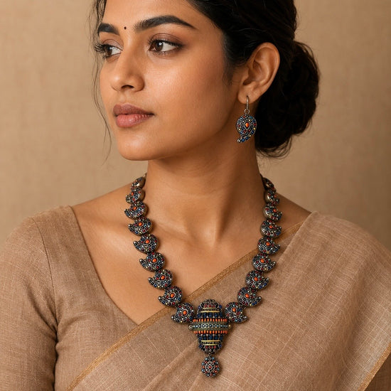 Multicolour terracotta mango necklace