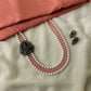 3 layered Lakshmi beaded terracotta necklace set in peach and pearls
