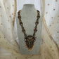 Handmade Terracotta Temple Necklace Set with Antique Gold Finish, Red with Green Accents & Matching Jhumkas