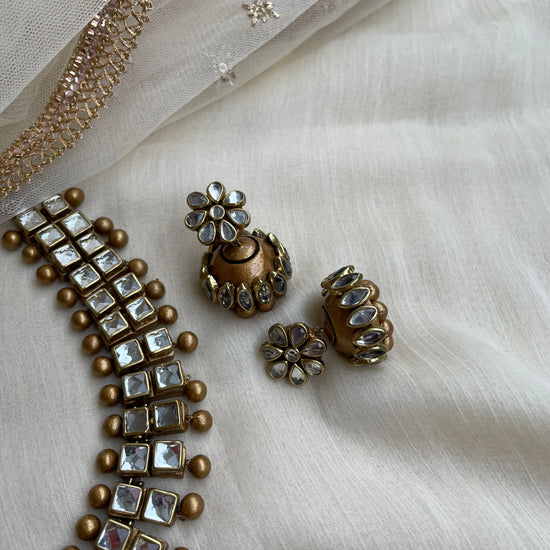 Kundhan Terracotta Necklace Set – Traditional Ethnic Jewellery