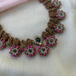 Peacock Gem Stone Terracotta Necklace Set with Kundhans