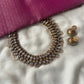 Terracotta Necklace Set with Kundan Stone Embellishments and Crystal Bead Danglers
