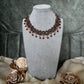 Handmade Terracotta Temple Jewelry Set – Antique Black with Red Beads & Pearl Drops