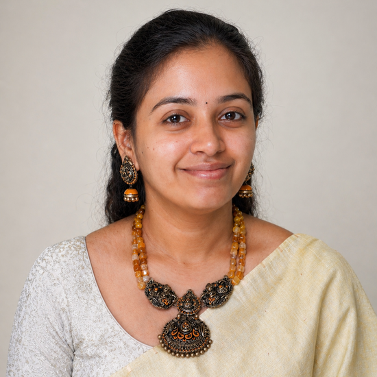 Lakshmi Antique Terracotta Necklace set with Layered beads and Jhumkas