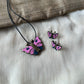 Terracotta Butterfly Pendant Set with Matching Studs