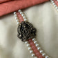 3 layered Lakshmi beaded terracotta necklace set in peach and pearls