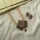 Terracotta Peacock Pendant Necklace with Double-Layer Glass Beads