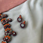 Pink and Orange Terracotta necklace and earrings with stones