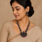 Lakshmi terracotta necklace set with pink and teal beads