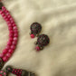 Antique Lakshmi terracotta necklace set with pink gemstone beads