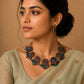 Multicolour Tribal Terracotta Necklace Set with Jhumkas