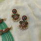 Crystal Layered Terracotta Peacock Necklace Set with Kundhan Stones