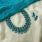 Layered Circular Blue Terracotta Necklace Set with Crystals