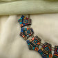 Multicolour Tribal Terracotta Necklace Set with Jhumkas