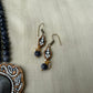 Floral Terracotta Pendant Necklace with Grey Glass Beads