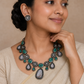 Green pearl terracotta necklace with mirror drops