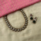 Terracotta white leaf necklace set with Kundhan stone embellishments