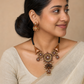 Peacock terracotta choker and jhumkas with Kundhan Stones