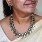 Green kundan terracotta necklace with crystal bead and pearl drops