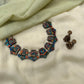 Multicolour Tribal Terracotta Necklace Set with Jhumkas