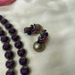 Layered peacock violet and pink terracotta necklace set with Jhumkas