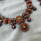 Pink and Orange Terracotta necklace and earrings with stones