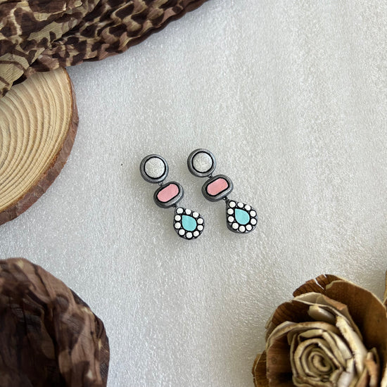 Terracotta earrings - Danglers in pastel shades