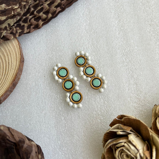 Terracotta earrings - Danglers in gold and pastel shades