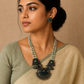 Natural Amazonite Stone Beaded Terracotta Blue Peacock Necklace