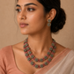 2 in 1 Floral Kundhan Terracotta Necklace Set with Pink Glass Beads